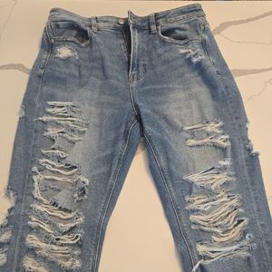 American Eagle Outfitters Light Blue Distressed Boyfriend Jeans